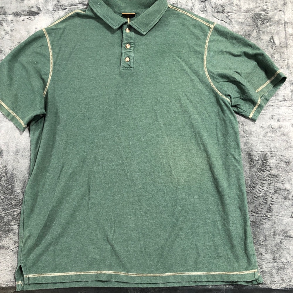 Big Sky Outfitters Polo Shirt Mens XXL Green Contrast Stitch Short Sleeve Cotton